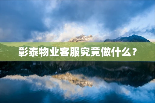 彰泰物业客服究竟做什么？