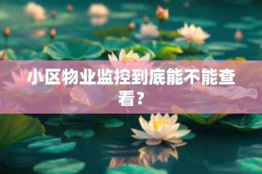 小区物业监控到底能不能查看？