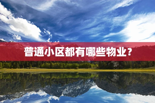 普通小区都有哪些物业？