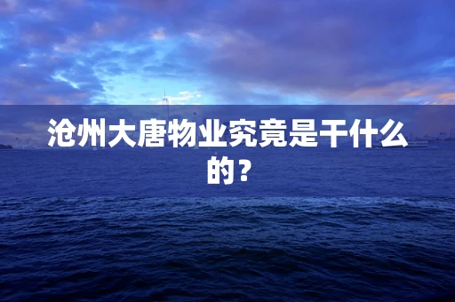 沧州大唐物业究竟是干什么的？